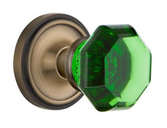 Nostalgic Warehouse Classic Rose with Emerald Waldorf Crystal Knob