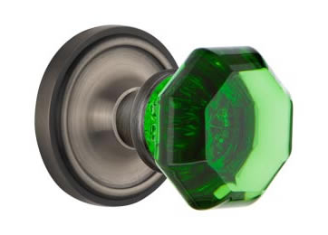 Nostalgic Warehouse Classic Rose with Emerald Waldorf Crystal Knob