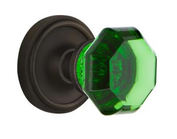 Nostalgic Warehouse Classic Rose with Emerald Waldorf Crystal Knob
