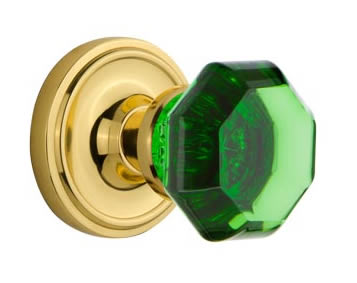 Nostalgic Warehouse Classic Rose with Emerald Waldorf Crystal Knob