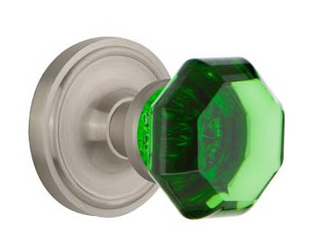 Nostalgic Warehouse Classic Rose with Emerald Waldorf Crystal Knob
