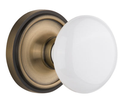 Nostalgic Warehouse Classic Rosette with White Porcelain Knob - Mortise Lock
