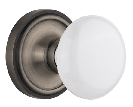 Nostalgic Warehouse Classic Rosette with White Porcelain Knob - Mortise Lock