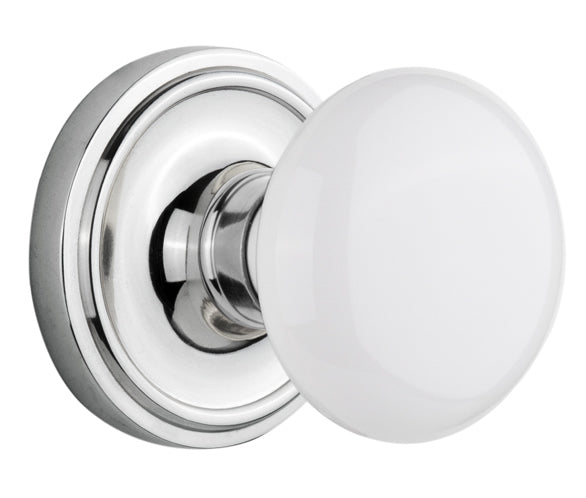 Nostalgic Warehouse Classic Rosette with White Porcelain Knob - Mortise Lock