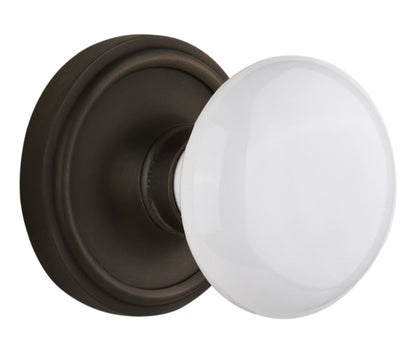 Nostalgic Warehouse Classic Rosette with White Porcelain Knob - Mortise Lock