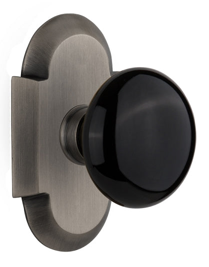 Nostalgic Warehouse Cottage Plate with Black Porcelain Knob - Antique pewter