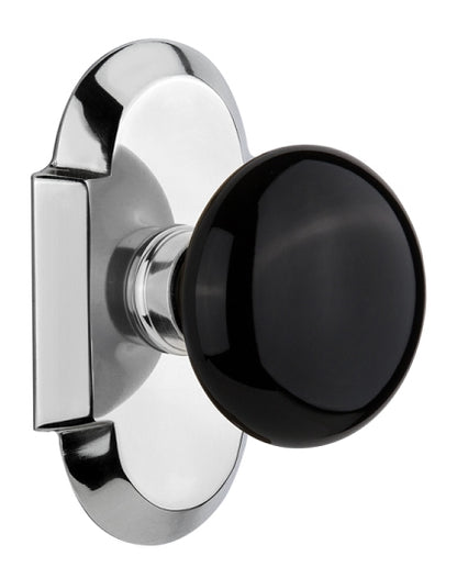 Nostalgic Warehouse Cottage Plate with Black Porcelain Knob - Bright Chrome
