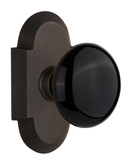 Nostalgic Warehouse Cottage Plate with Black Porcelain Knob - Oil Rubbed Bronze