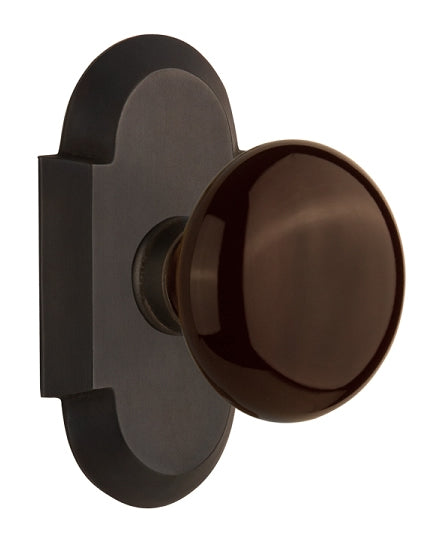 Nostalgic Warehouse Cottage Plate with Brown Porcelain Knob - Oil Rubbed Bronze