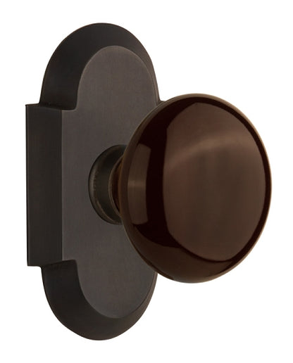 Nostalgic Warehouse Cottage Plate with Brown Porcelain Knob - Oil Rubbed Bronze