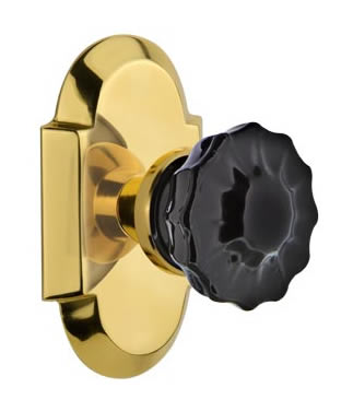 Nostalgic Warehouse Cottage Plate with Crystal Black Door Knob