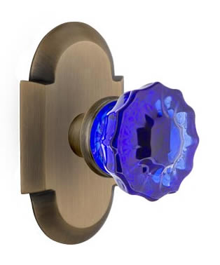 Nostalgic Warehouse Cottage Plate with Crystal Cobalt Door Knob