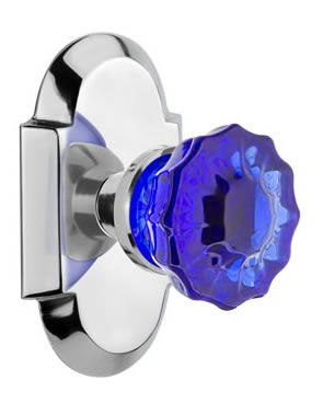 Nostalgic Warehouse Cottage Plate with Crystal Cobalt Door Knob