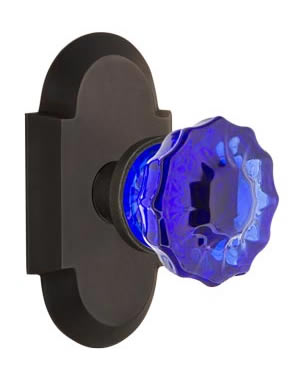 Nostalgic Warehouse Cottage Plate with Crystal Cobalt Door Knob