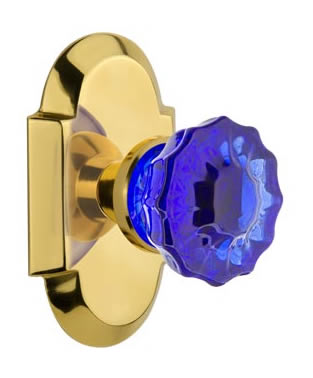Nostalgic Warehouse Cottage Plate with Crystal Cobalt Door Knob