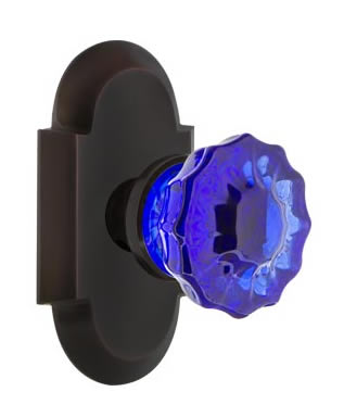 Nostalgic Warehouse Cottage Plate with Crystal Cobalt Door Knob