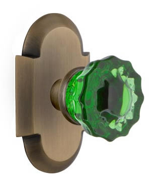 Nostalgic Warehouse Cottage Plate with Crystal Emerald Door Knob