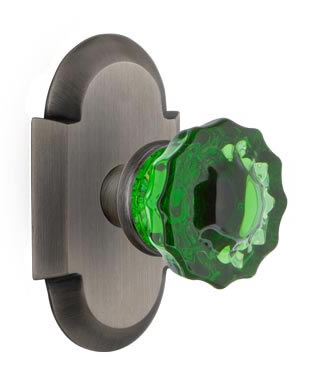 Nostalgic Warehouse Cottage Plate with Crystal Emerald Door Knob