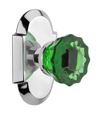 Nostalgic Warehouse Cottage Plate with Crystal Emerald Door Knob