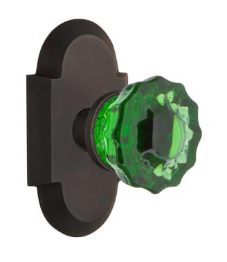 Nostalgic Warehouse Cottage Plate with Crystal Emerald Door Knob