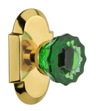 Nostalgic Warehouse Cottage Plate with Crystal Emerald Door Knob