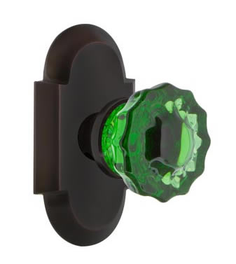 Nostalgic Warehouse Cottage Plate with Crystal Emerald Door Knob