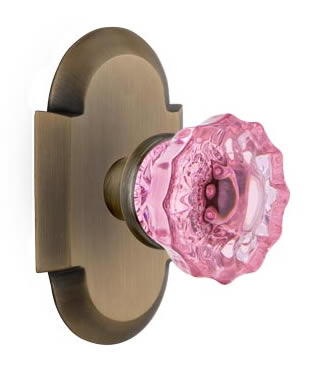 Nostalgic Warehouse Cottage Plate with Crystal Pink Door Knob
