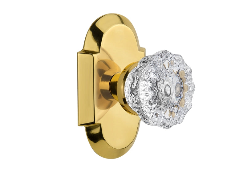 Nostalgic Warehouse Cottage Plate with Crystal Knob - Polished brass