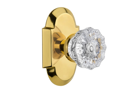 Nostalgic Warehouse Cottage Plate with Crystal Knob - Polished brass