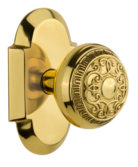 Nostalgic Warehouse Cottage Plate with Egg and Dart Knob - Polished brass