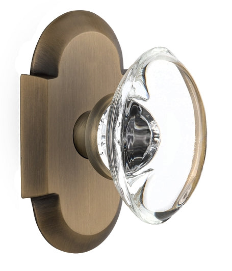 Nostalgic Warehouse Cottage Plate with Oval Clear Crystal Knob - Antique brass