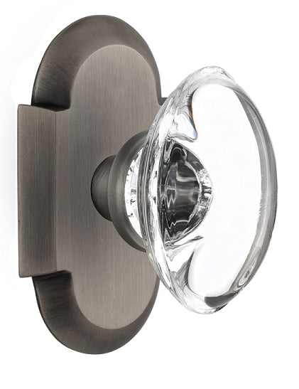 Nostalgic Warehouse Cottage Plate with Oval Clear Crystal Knob - Antique pewter