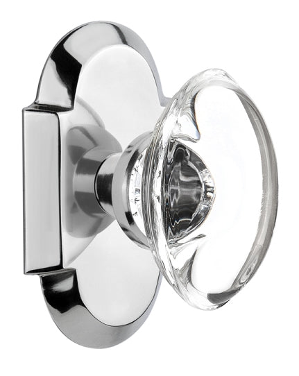 Nostalgic Warehouse Cottage Plate with Oval Clear Crystal Knob - Bright Chrome