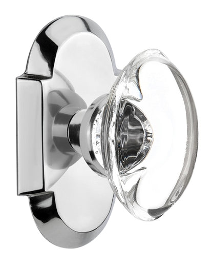 Nostalgic Warehouse Cottage Plate with Oval Clear Crystal Knob - Bright Chrome