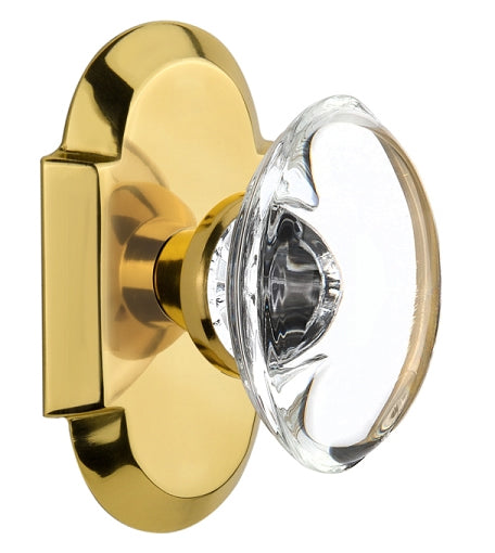 Nostalgic Warehouse Cottage Plate with Oval Clear Crystal Knob - Polished brass