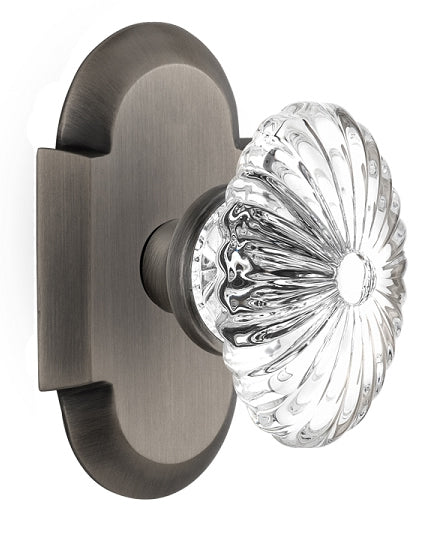 Nostalgic Warehouse Cottage Plate with Oval Fluted Crystal Knob - Antique pewter