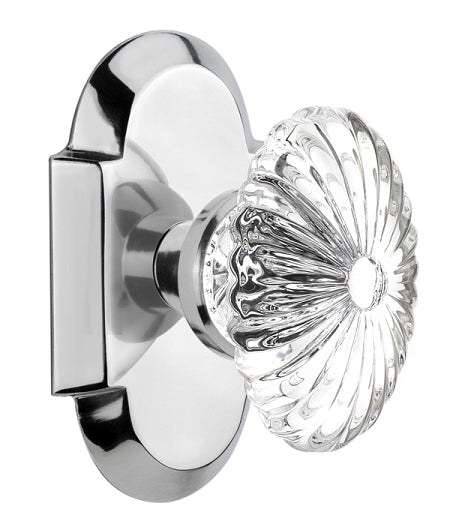 Nostalgic Warehouse Cottage Plate with Oval Fluted Crystal Knob - Bright Chrome