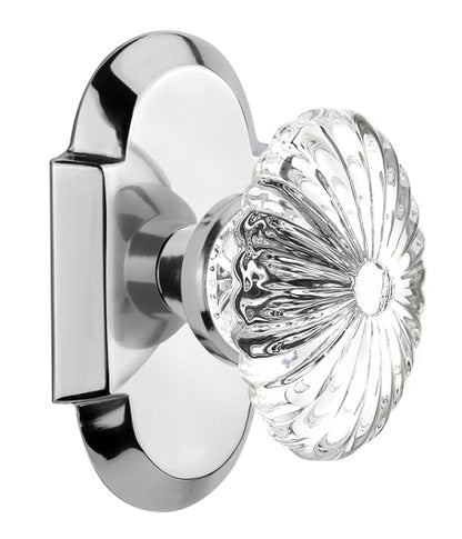 Nostalgic Warehouse Cottage Plate with Oval Fluted Crystal Knob - Bright Chrome