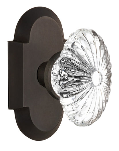 Nostalgic Warehouse Cottage Plate with Oval Fluted Crystal Knob - Oil Rubbed Bronze