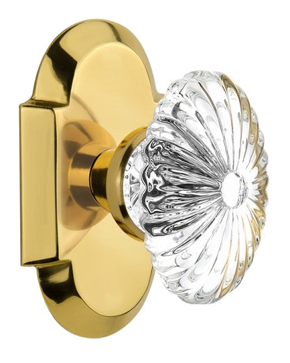 Nostalgic Warehouse Cottage Plate with Oval Fluted Crystal Knob - Polished brass