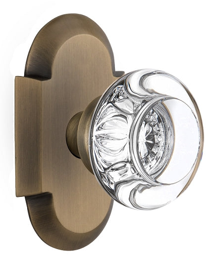 Nostalgic Warehouse Cottage Plate with Round Clear Crystal Knob - Antique pewter