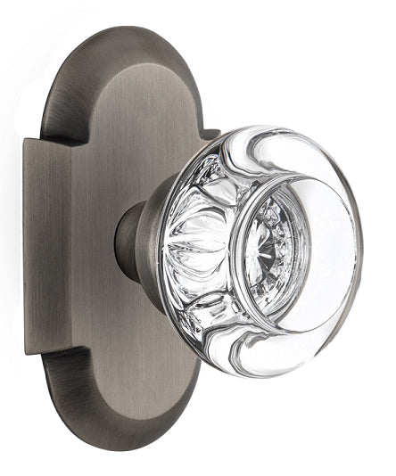 Nostalgic Warehouse Cottage Plate with Round Clear Crystal Knob - Antique brass