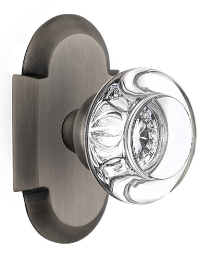 Nostalgic Warehouse Cottage Plate with Round Clear Crystal Knob - Antique brass