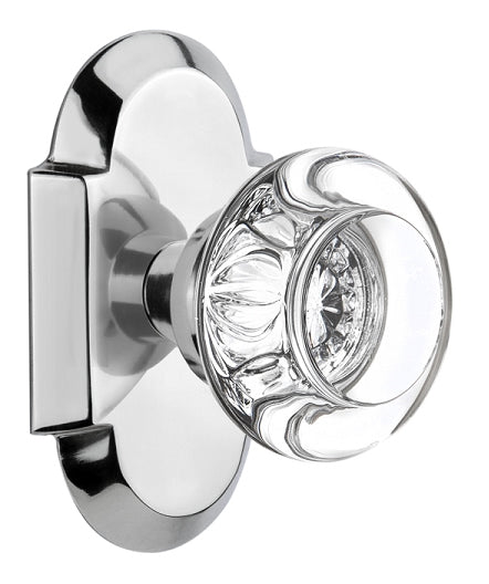 Nostalgic Warehouse Cottage Plate with Round Clear Crystal Knob - Bright Chrome