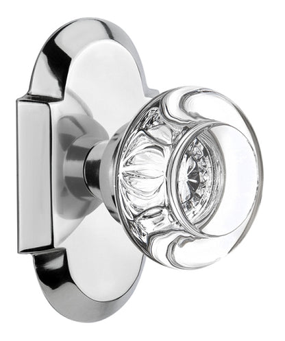 Nostalgic Warehouse Cottage Plate with Round Clear Crystal Knob - Bright Chrome