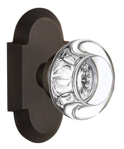 Nostalgic Warehouse Cottage Plate with Round Clear Crystal Knob - Oil Rubbed Bronze