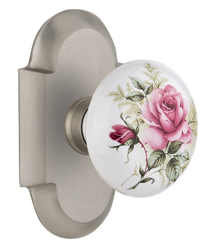Nostalgic Warehouse Cottage Plate with White Rose Porcelain Door Knob