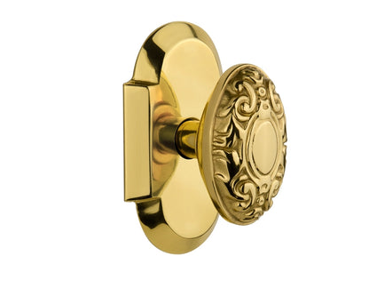 Nostalgic Warehouse Cottage Plate with Victorian Knob - Polished brass