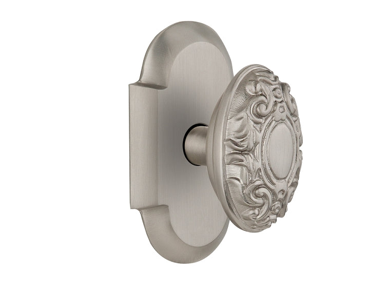 Nostalgic Warehouse Cottage Plate with Victorian Knob - Satin nickel