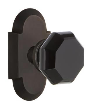 Nostalgic Warehouse Cottage Plate with Black Waldorf Crystal Lever